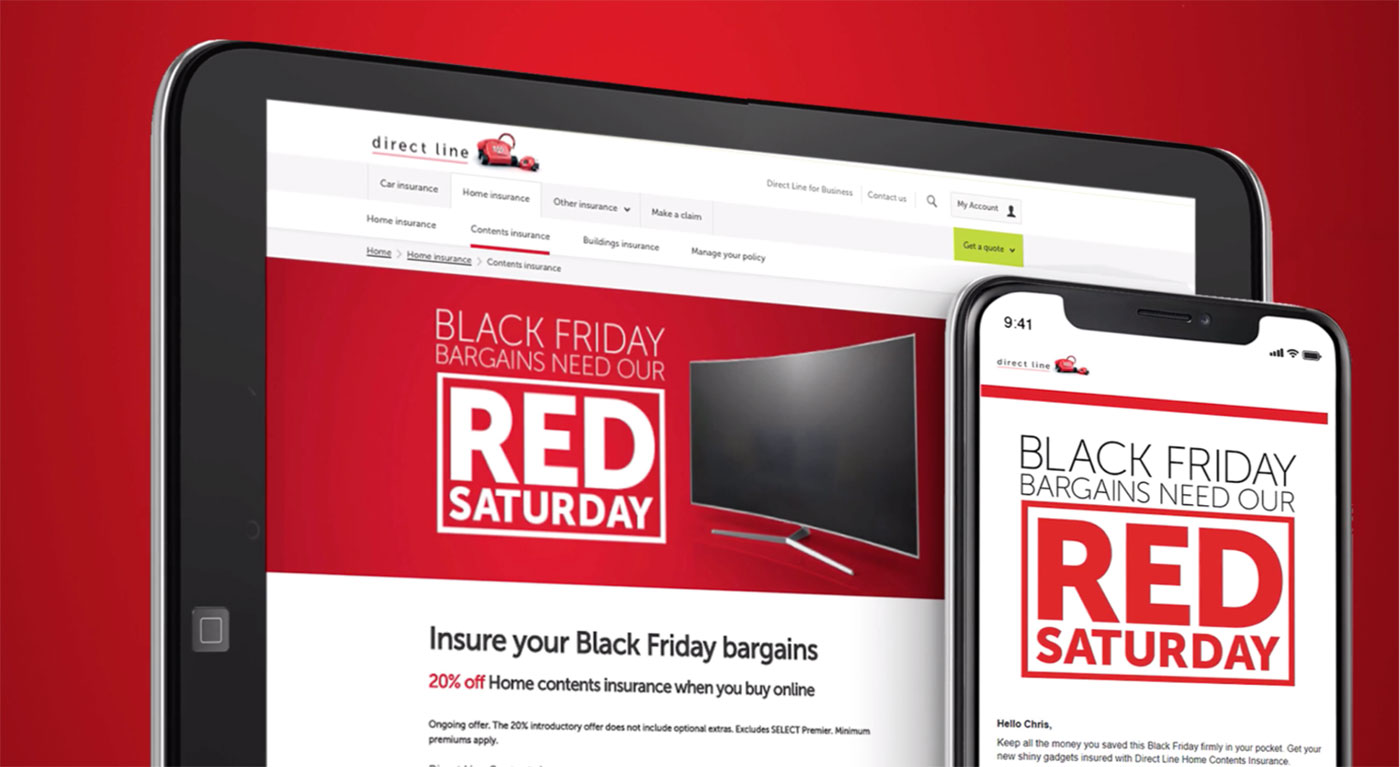 Direct Line Black Friday website on tablet and mobile phone